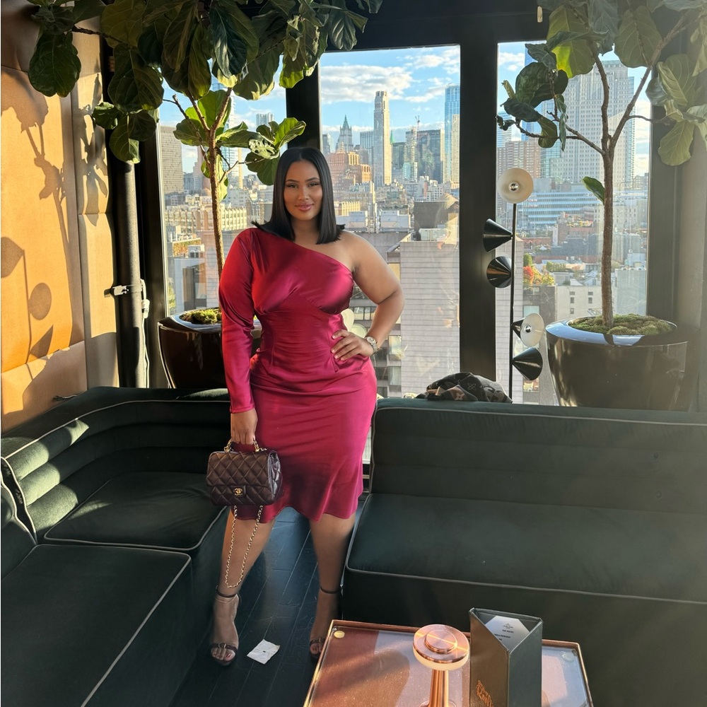 Dolce & Gabbana One-Shoulder Burgundy Dress